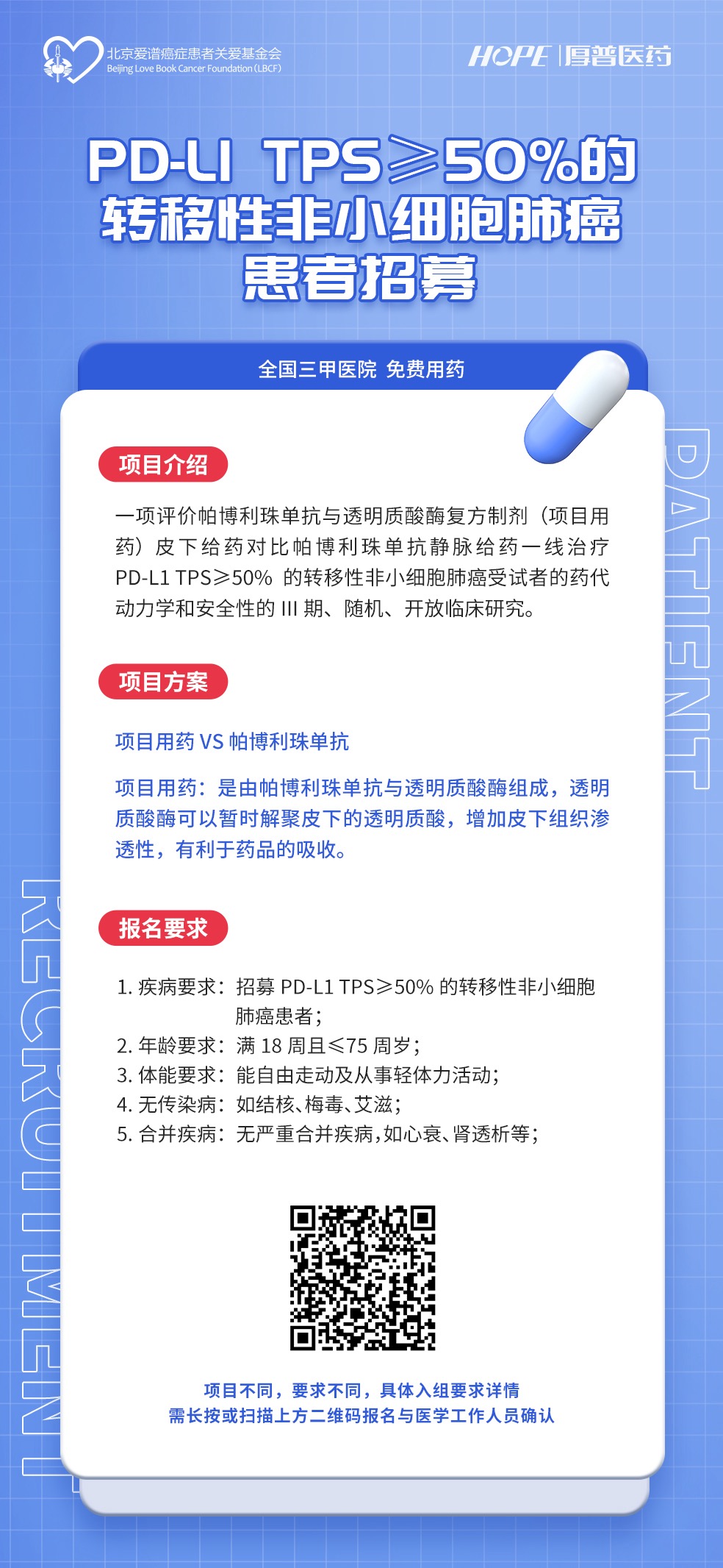 Tps 50 招募PD-L1 TPS≥50%的转移性非小细胞肺癌患者 – 北京爱谱癌症患者关爱基金会